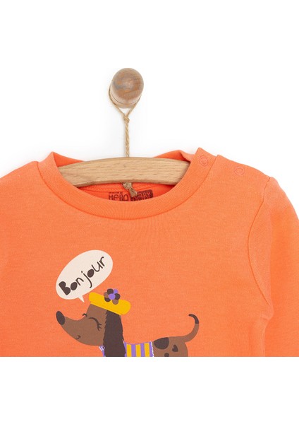 Basic Köpek Desenli Interlok Uzun Kol Tshirt Kız Bebek fiyatları