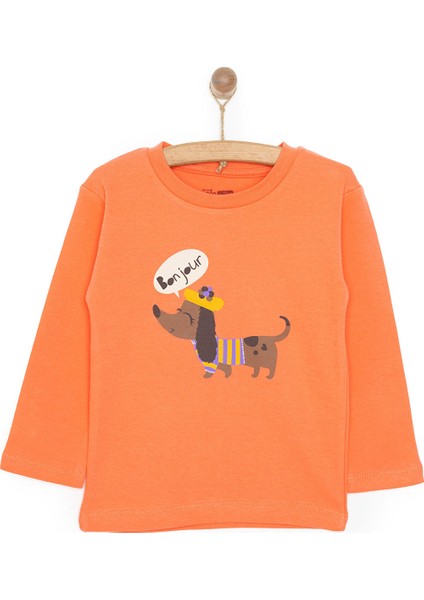 Basic Köpek Desenli Interlok Uzun Kol Tshirt Kız Bebek modelleri