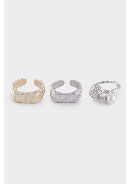 Kadın İnci Detaylı 3'lü Yüzük E3053AXNS