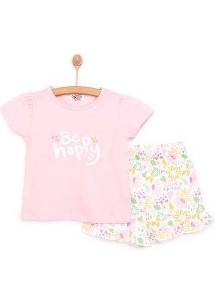 Basic Kız Be Happy Baskılı Tshirt-Şort Kız Bebek