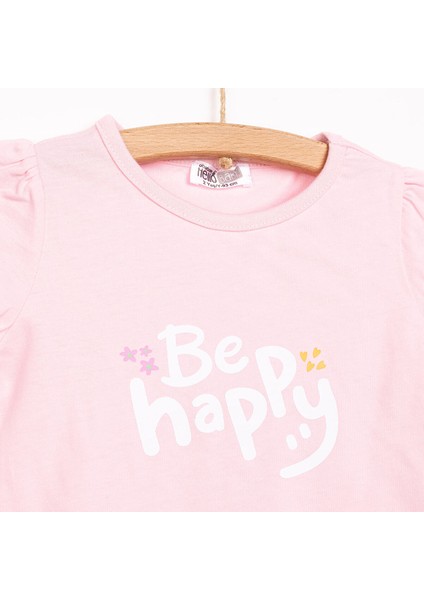 Basic Kız Be Happy Baskılı Tshirt-Şort Kız Bebek modelleri