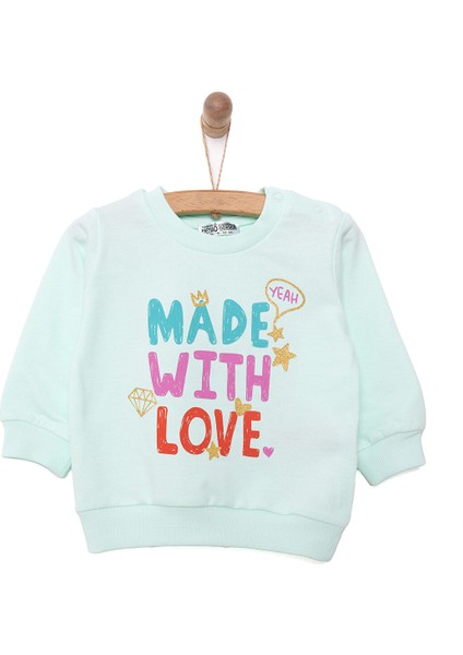 Basic Kız Yazı Baskılı Sweatshirt Kız Bebek