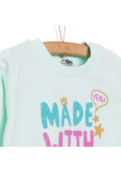 Basic Kız Yazı Baskılı Sweatshirt Kız Bebek