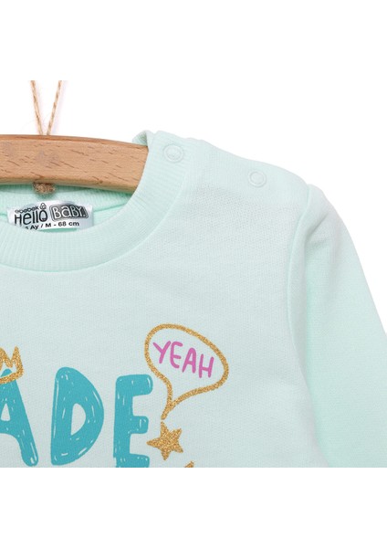 Basic Kız Yazı Baskılı Sweatshirt Kız Bebek