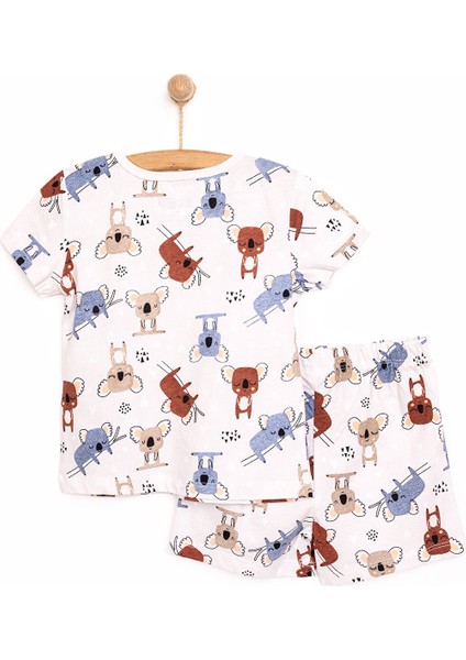 Erkek Kısa Kol Koala Desenli Bisiklet Yaka Pijama Takımı