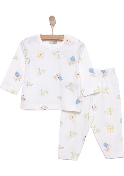 Kız Gökkuşağı Desenli Uzun Kol Pijama Takımı
