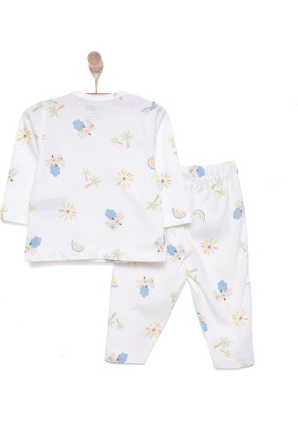 Kız Gökkuşağı Desenli Uzun Kol Pijama Takımı