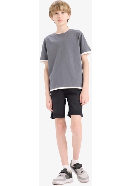 Erkek Çocuk Bisiklet Yaka Basic Düz Kısa Kollu Tişört B5928A825SM fiyatları