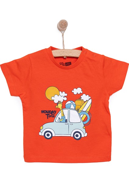 Basic Erkek Tatil ve Zürafa Baskılı T-Shirt Erkek Bebek
