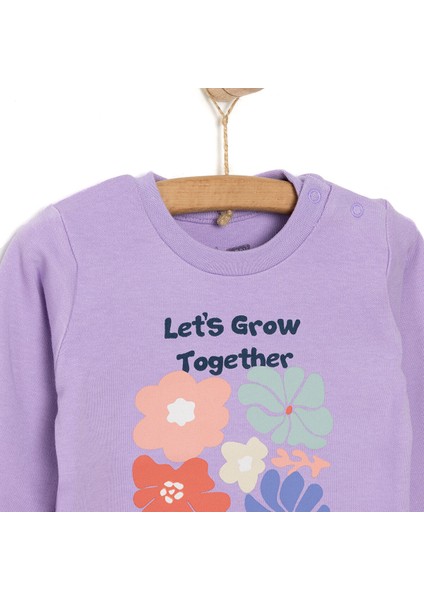 Basic Çiçek Desenli Interlok Uzun Kol Tshirt Kız Bebek modelleri