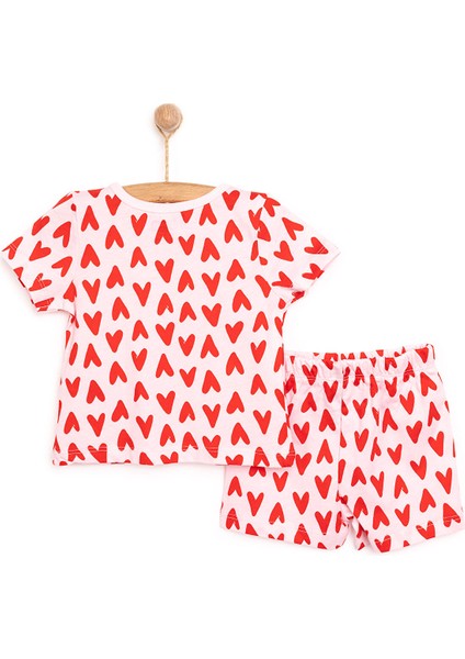 Kısa Kol Kalp Desenli Bisiklet Yaka Pijama Takımı fiyatları