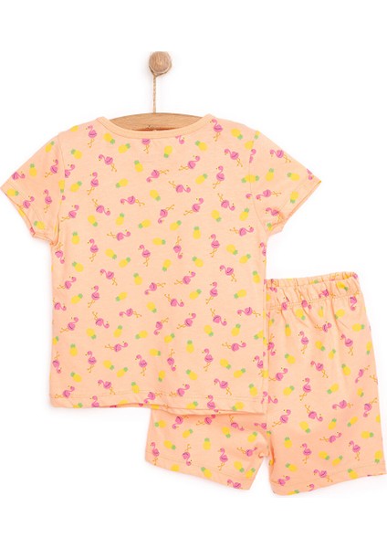 Kısa Kol Filamingo Desenli Bisiklet Yaka Pijama Takımı