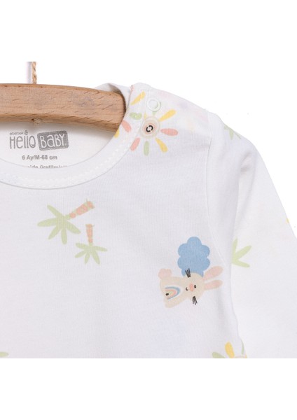 Kız Gökkuşağı Desenli Uzun Kol Pijama Takımı