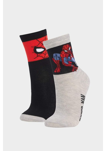 Erkek Çocuk Marvel Spiderman 2'li Pamuklu Uzun Çorap E5168A8NS