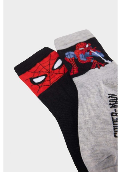 Erkek Çocuk Marvel Spiderman 2'li Pamuklu Uzun Çorap E5168A8NS