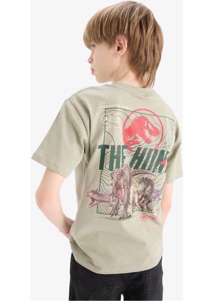 Erkek Çocuk Jurassic World Bisiklet Yaka Sırt Baskılı Kısa Kollu Tişört E3119A825SM