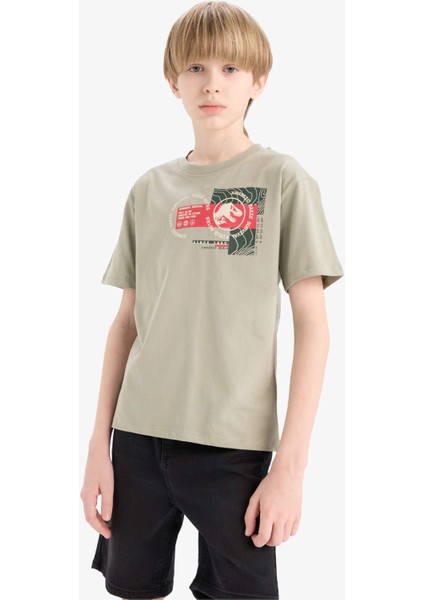 Erkek Çocuk Jurassic World Bisiklet Yaka Sırt Baskılı Kısa Kollu Tişört E3119A825SM