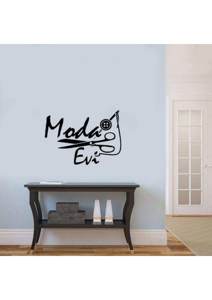 Moda Evi - Iğne Iplik Makas Silüeti Dekoratif Duvar Sticker, Çıkartma, Etiket