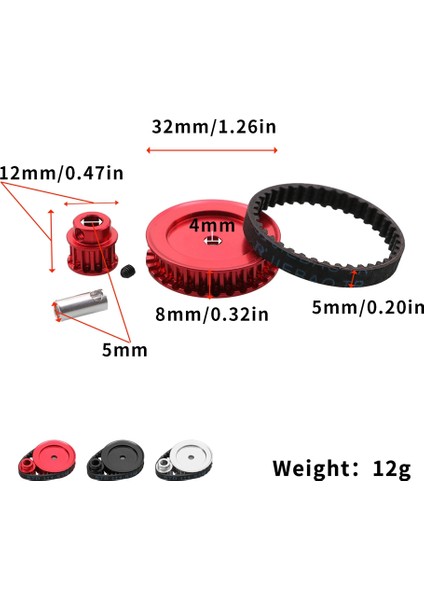 Kayış Tahrikli Şanzıman Dişlileri Sistemi 12T 30T Traxxas Trx4 Trx6 1/10 Rc Paletli Araba Yükseltme Dıy Parçaları, Siyah (Yurt Dışından)