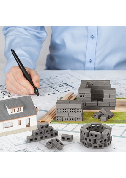 60 Paket Kül Blokları 1/12 Ölçekli Mini Tuğlalar Beton Minyatür Tuğlalar Minik Peyzaj Dollhouse Aksesuarları (Yurt Dışından)