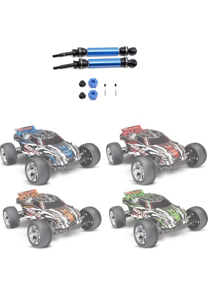 Adet Metal Arkadan Çekişli Motosiklet Mili Cvd 1/10 Traxxas Slash Rustler Stampede Hoss Vxl 4x4 2WD Rc Araba Yükseltme Parçaları, Mavi (Yurt Dışından) modelleri