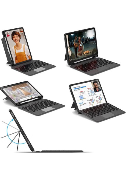 iPad Air 11 M3 2025 Uyumlu Isikli Mah Touchpad Standli Klavyeli Kilif + Stylus Kalem modelleri
