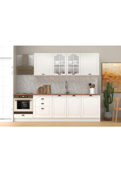 270 cm Greena White Tezgahlı Mdf Hazır Mutfak Dolabı fiyatları