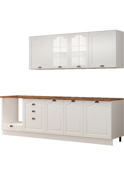 270 cm Greena White Tezgahlı Mdf Hazır Mutfak Dolabı fırsatları