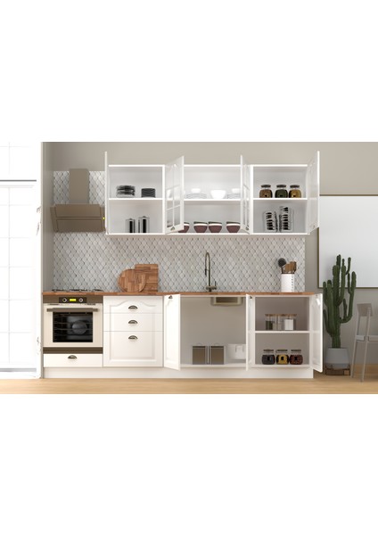 270 cm Greena White Tezgahlı Mdf Hazır Mutfak Dolabı indirimleri