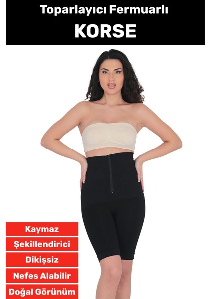 Özel Üretim Vücut Şekillendirici Beden Küçülten Sıkılaştıran Fermuarlı Klasik Toparlayıcı Korse