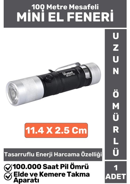 Premium Kompakt Kamp Avcı Balıkçı Deprem Enerji Tasarruflu Beyaz Işık Pilli Mini El Feneri