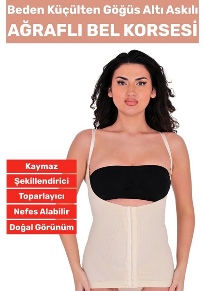 Özel Üretim Vücut Şekillendirici Beden Küçülten Toparlayıcı Gögüs Altı Ağraflı Askılı Bel Korse
