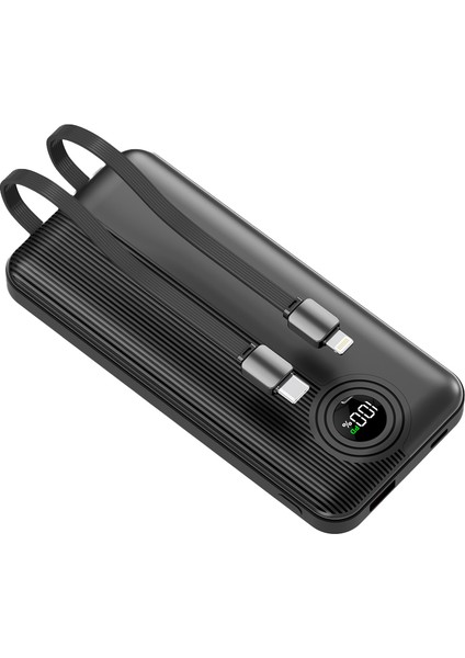 W3 10.000MAH 2x Type C Kablolu 22.5W Pd LED Göstergeli 18w Giriş - 20w Çıkış Powerbank - DCA0067