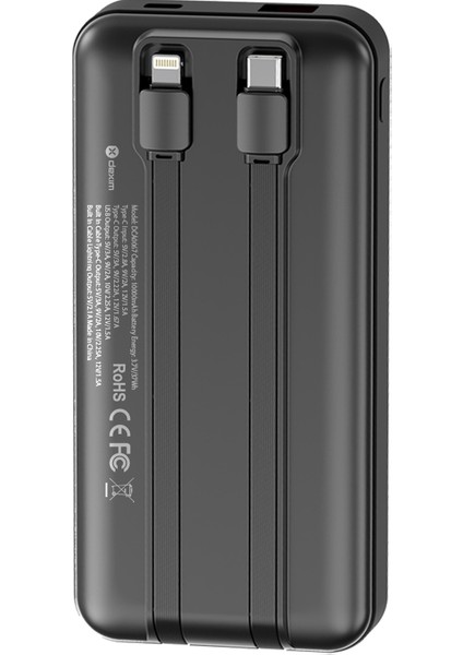 W3 10.000MAH 2x Type C Kablolu 22.5W Pd LED Göstergeli 18w Giriş - 20w Çıkış Powerbank - DCA0067