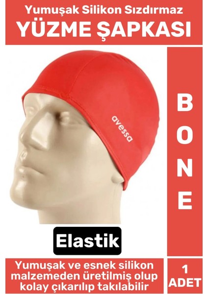 Premium Su Geçirmez Elastik Yumuşak Yüzücü Havuz Deniz Yüzme Şapkası Silikon Bone 1 Adet