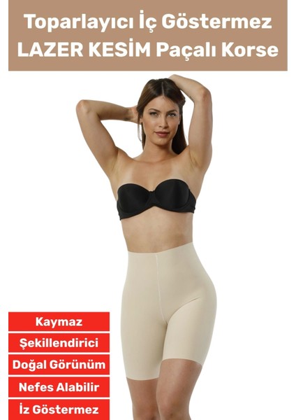 Özel Üretim Iz Iç Göstermez Kaymaz Şekillendirici Lazer Kesim Paçalı Korse