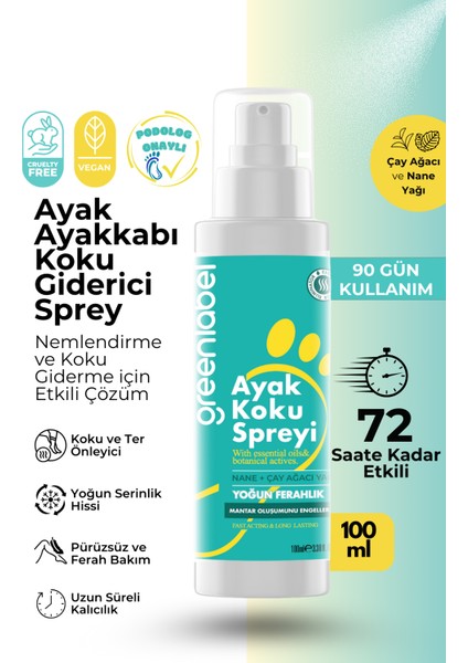 Ayak Ve Ayakkabı Koku Önleyici Koku Giderici Mantar Engelleyici Sprey Ayakkabı Deodorantı 100ml