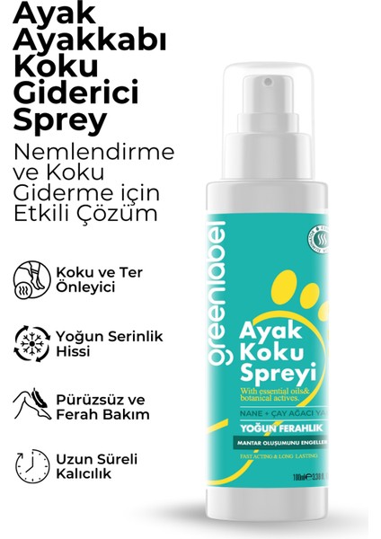 Ayak Ve Ayakkabı Koku Önleyici Koku Giderici Mantar Engelleyici Sprey Ayakkabı Deodorantı 100ml