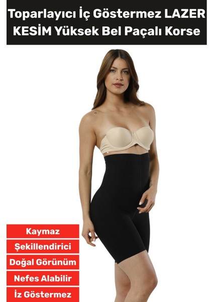 Özel Üretim Iz Iç Göstermez Kaymaz Şekillendirici Lazer Kesim Yüksek Bel Paçalı Korse
