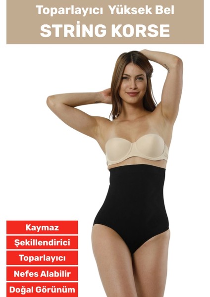 Özel Üretim Iz Iç Göstermez Kaymaz Toparlayıcı Yüksek Bel String Korse