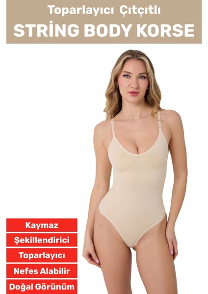 Özel Üretim Iz Iç Göstermez Kaymaz Toparlayıcı Çıtçıtlı String Body Korse