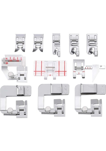 11PCS Dikiş Makinesi Ayak Presleme Kiti Haddelenmiş Hem Ayaklar Set Dikiş Dikiş Araçları (Yurt Dışından)