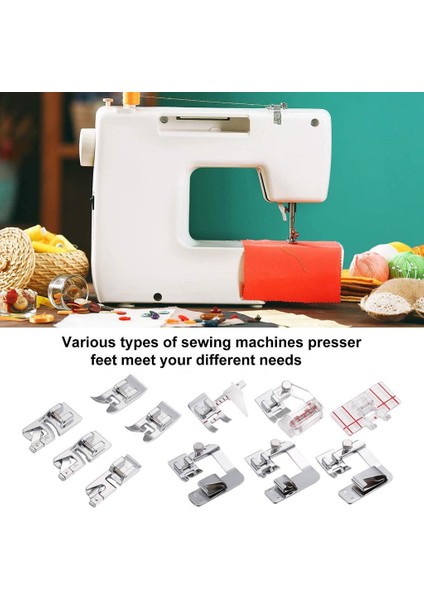 11PCS Dikiş Makinesi Ayak Presleme Kiti Haddelenmiş Hem Ayaklar Set Dikiş Dikiş Araçları (Yurt Dışından)