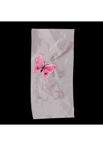 Dıy Rhinestone Demir-On Yamalar T-Shirt Giyim Hotfix Transfer Çıkartması-Pembe Kelebek 28X15CM (Yurt Dışından) fiyatları