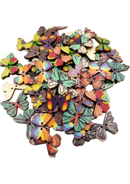 50PCS Vintage Ahşap Düğmeleri 2 Delik Dikiş Scrapbooking Için Kelebek Düğmeleri (Yurt Dışından)