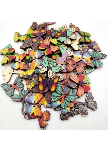 50PCS Vintage Ahşap Düğmeleri 2 Delik Dikiş Scrapbooking Için Kelebek Düğmeleri (Yurt Dışından) fiyatları