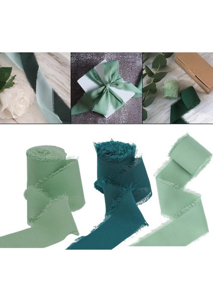 3 Rulo Şifon Ipek Şeridi 2 "x 5 Yarda Sevgililer Günü Hediyeleri (Yurt Dışından) fırsatları