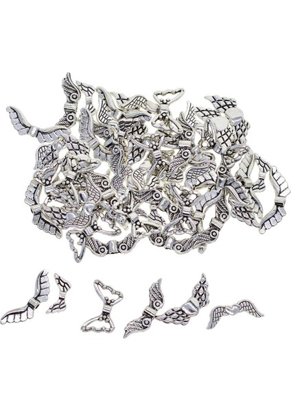 60PC 6 Styles Angel Charms Angel Wing Ara Boncuklar Retro Diy Takı Kolye (Yurt Dışından)