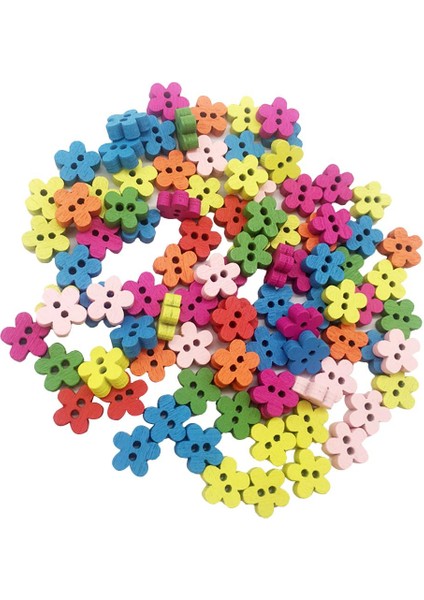 100PCS Diy Aksesuarlar Ahşap Düğmeler Süslemeler Dikiş Scrapbooking Zanaat 100PCS Çiçek Düğmeleri (Yurt Dışından) fiyatları