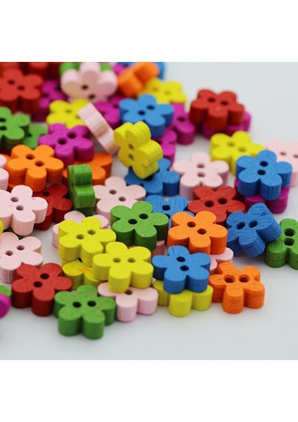 100PCS Diy Aksesuarlar Ahşap Düğmeler Süslemeler Dikiş Scrapbooking Zanaat 100PCS Çiçek Düğmeleri (Yurt Dışından) modelleri